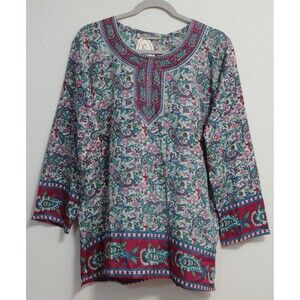 Sahiba Women's Tunic/Top/Blouse Long Sleeve Round Neck Flowy Size Med/Large